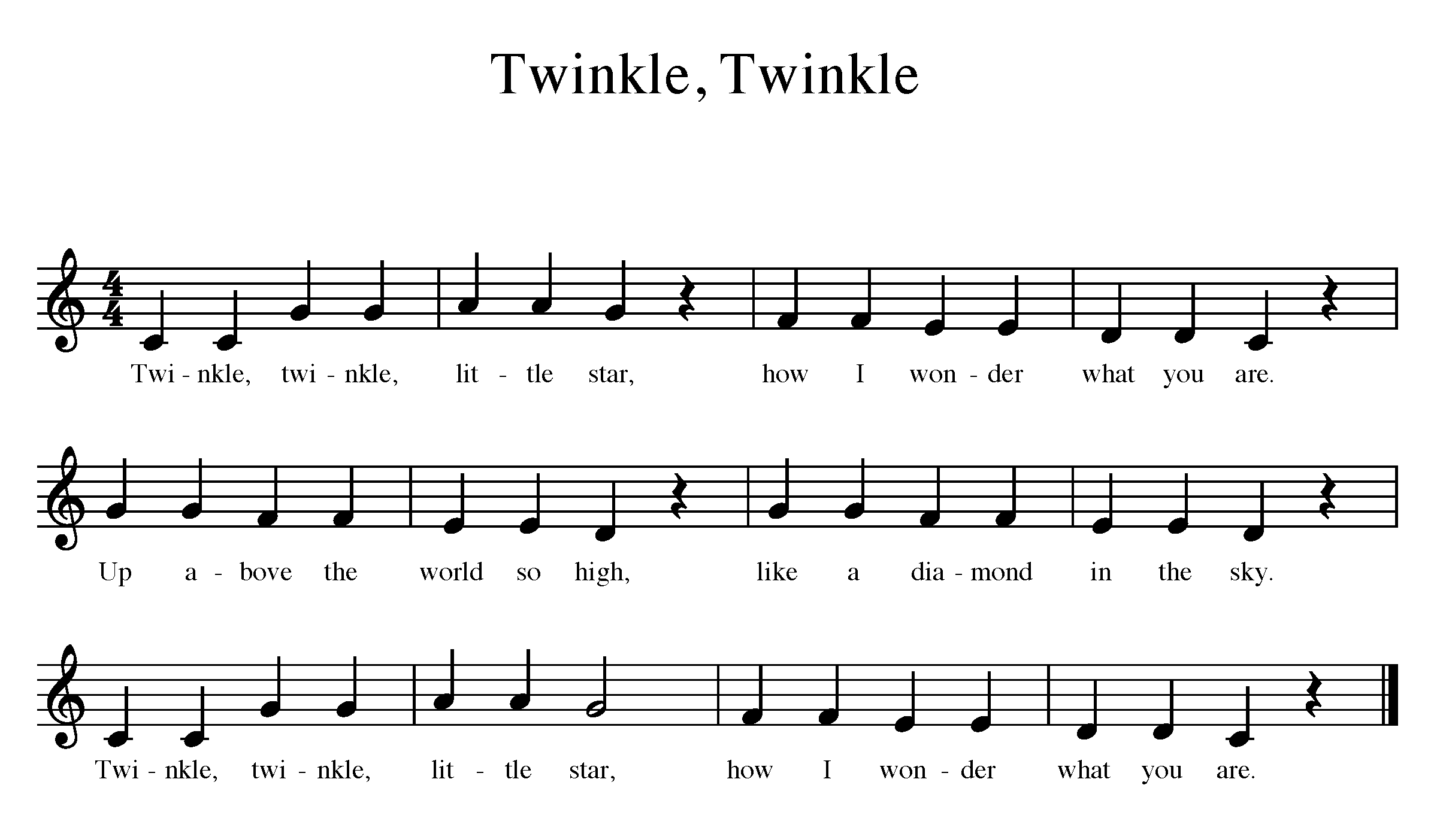 notes for twinkle twinkle little star