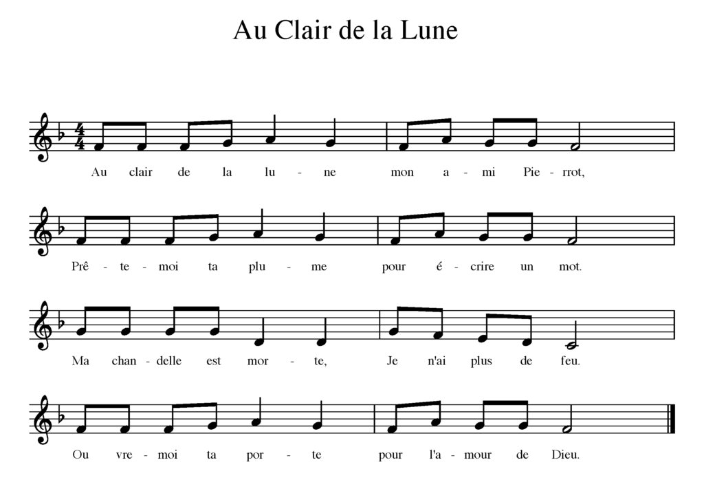 Au Clair De La Lune For The Elementary Music Classroom