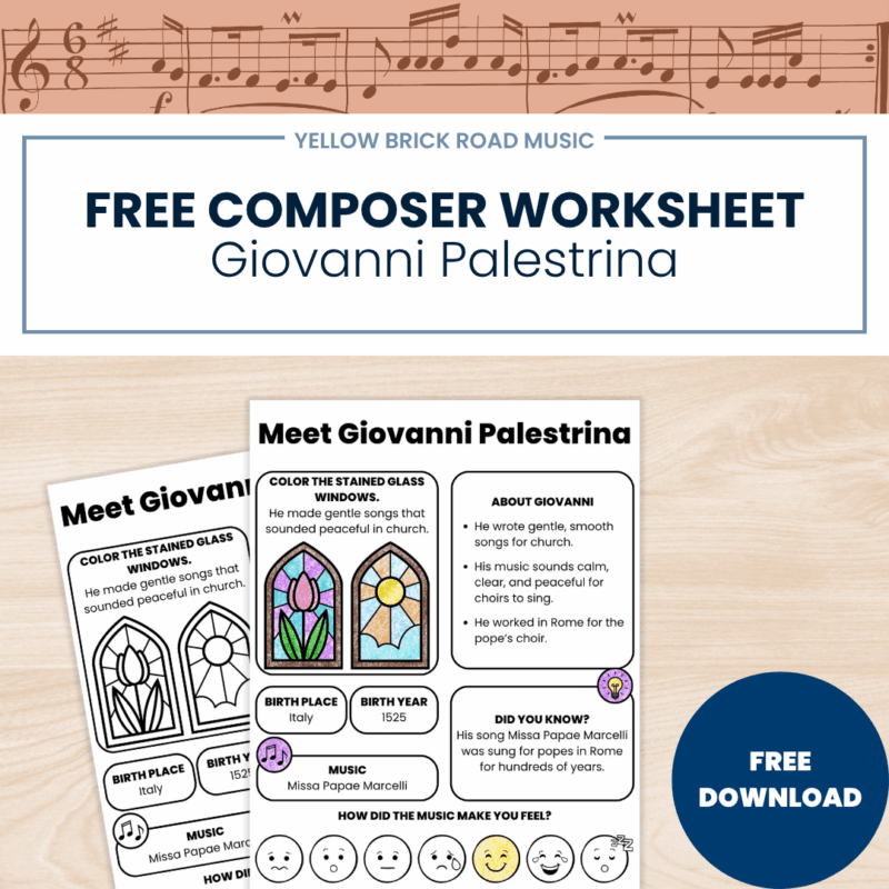 Free Giovanni Palestrina Worksheet | Renaissance Composer Coloring Page for K–2