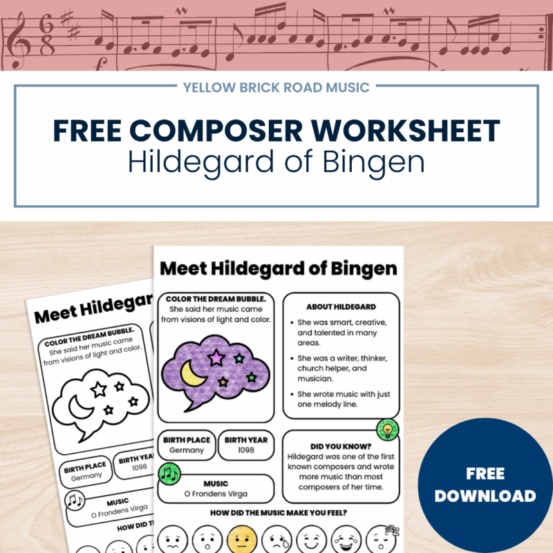Free Hildegard of Bingen Worksheet | Medieval Composer Coloring Page for K–2