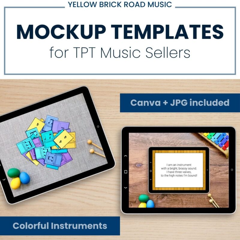 Music Classroom Mockups for TPT Sellers | Rainbow Glockenspiel & Egg Shakers