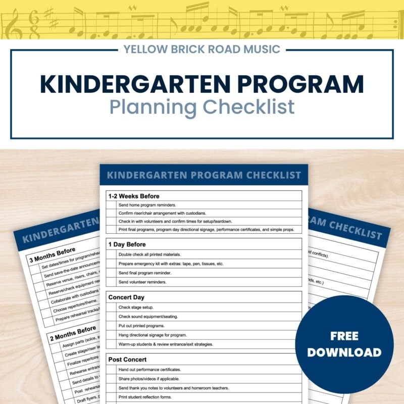 Free Kindergarten Music Program Checklist