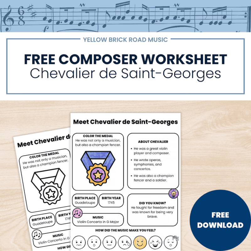 Free Saint-Georges Composer Worksheet | Classical Music History Activity