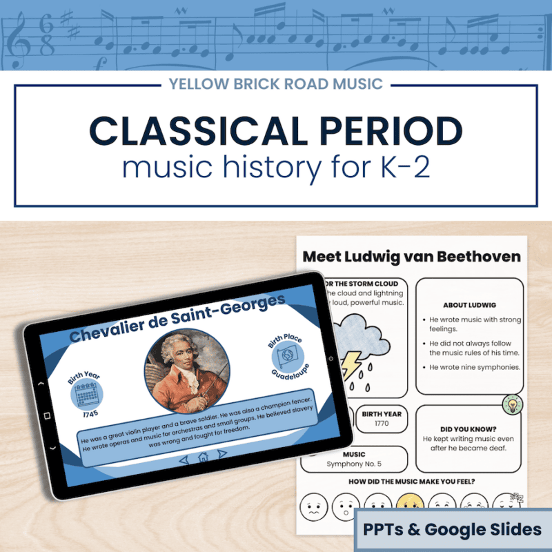 Classical Period Composers K–2 | Listening, Movement, Maps + Coloring | No Prep