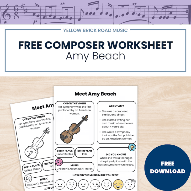 Free Amy Beach Composer Worksheet | Romantic Period Music History Activity