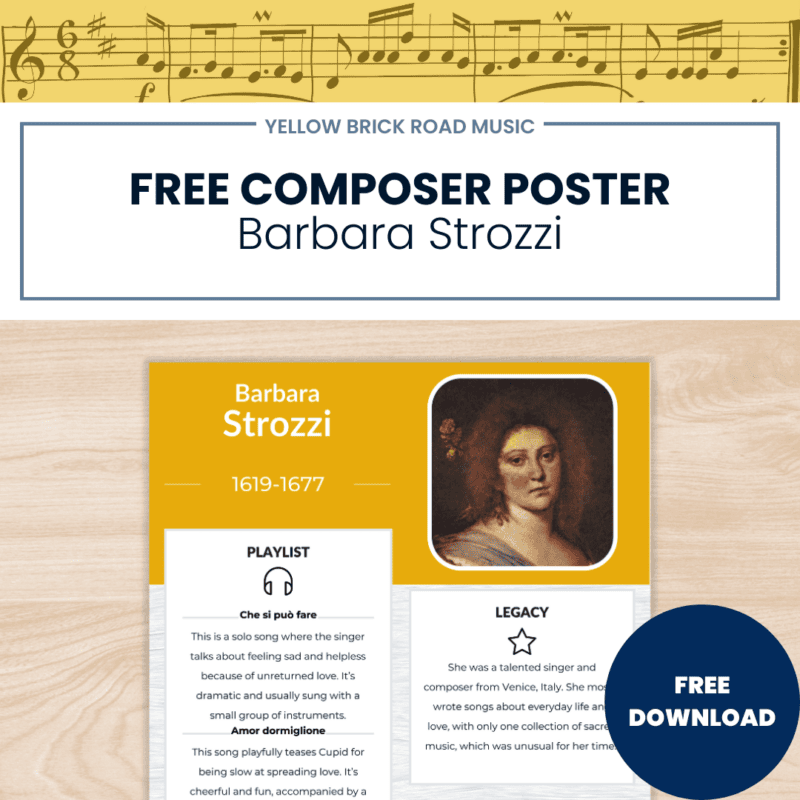 Barbara Strozzi Free Composer Poster | Music History Baroque Period