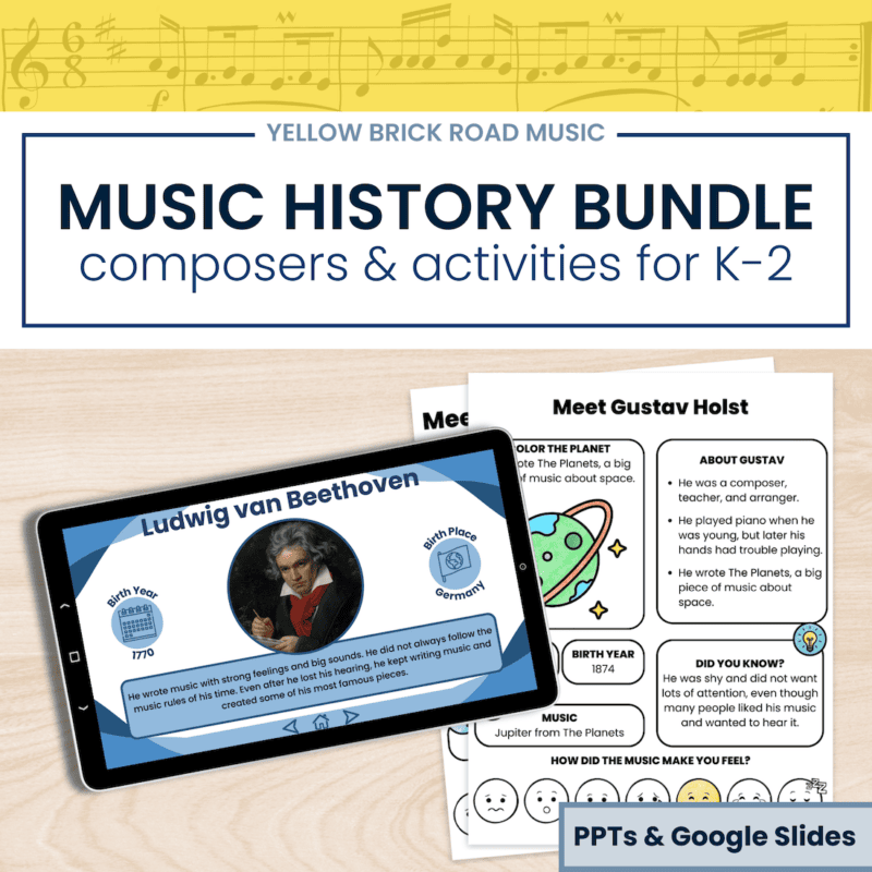 Elementary Music History Bundle | Composers and Listening Activities | K–2