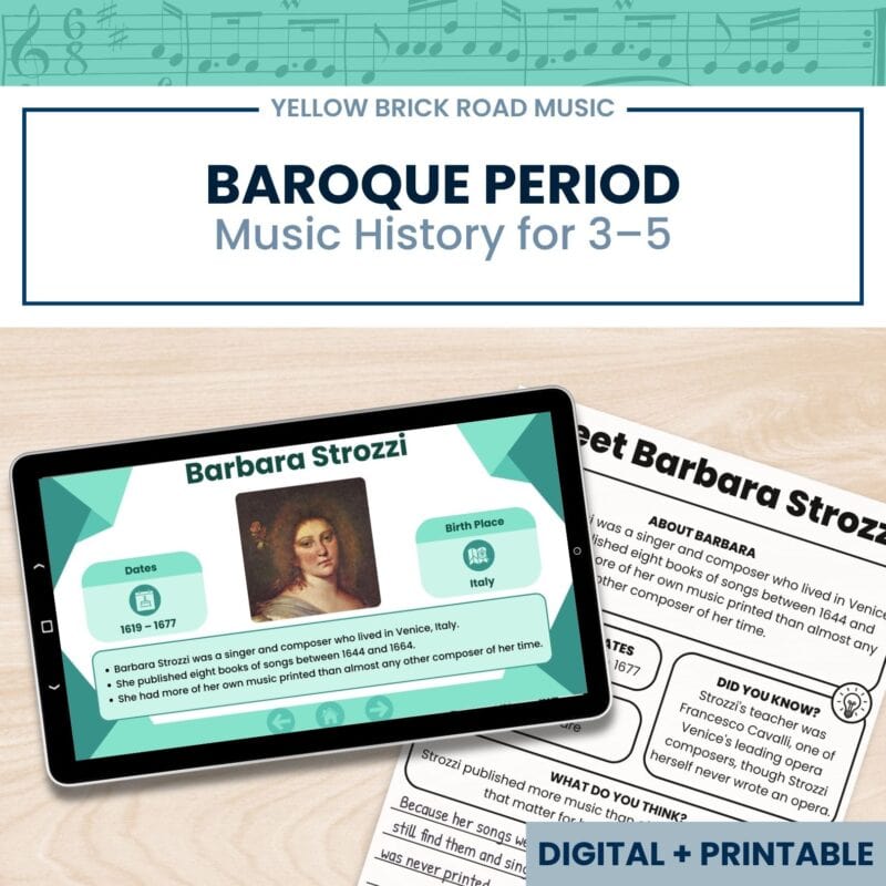 Baroque Composers Music History | Grades 3-5 | Listening & Printables