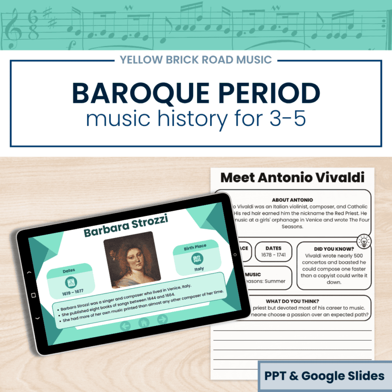 Baroque Composers Music History | Grades 3-5 | Listening & Printables