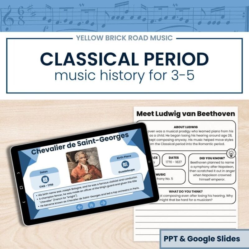 Classical Composers Music History | 3-5 | Listening & Printables | No Prep