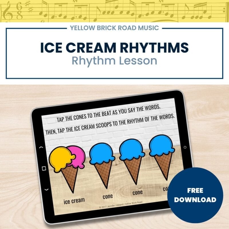 Ice Cream Rhythms - rhythm lesson - music lesson - eighth notes - quarter notes