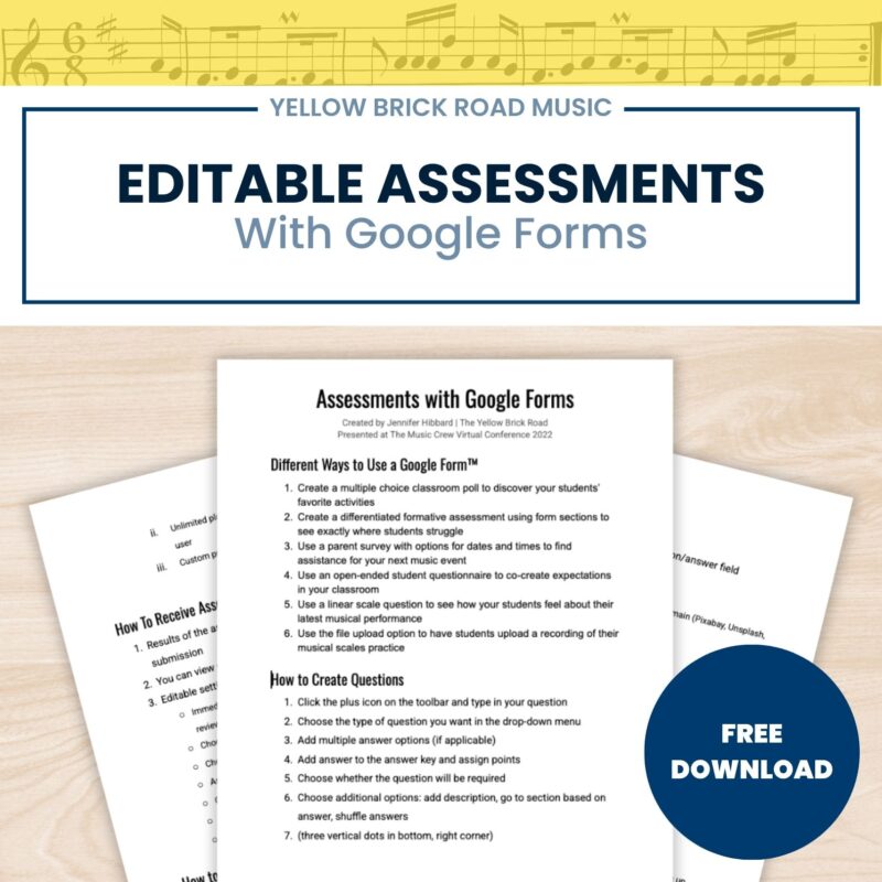 Easy & Editable Assessments with Google Forms™ - Professional Development: Music
