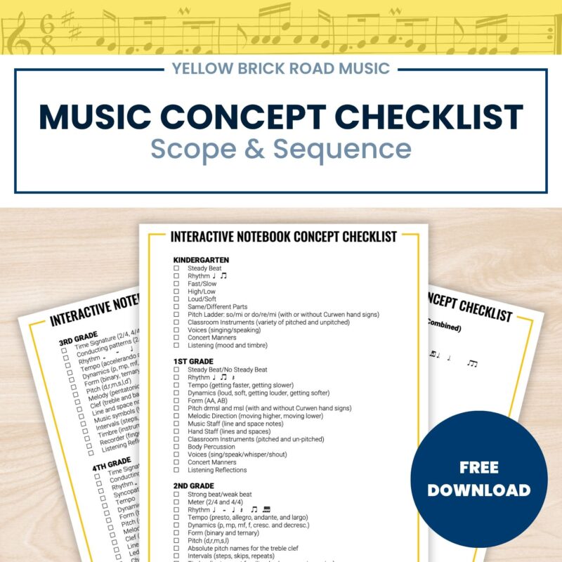 Music Concept Checklist - Music Scope and Sequence - Elem Music Scope & Sequence