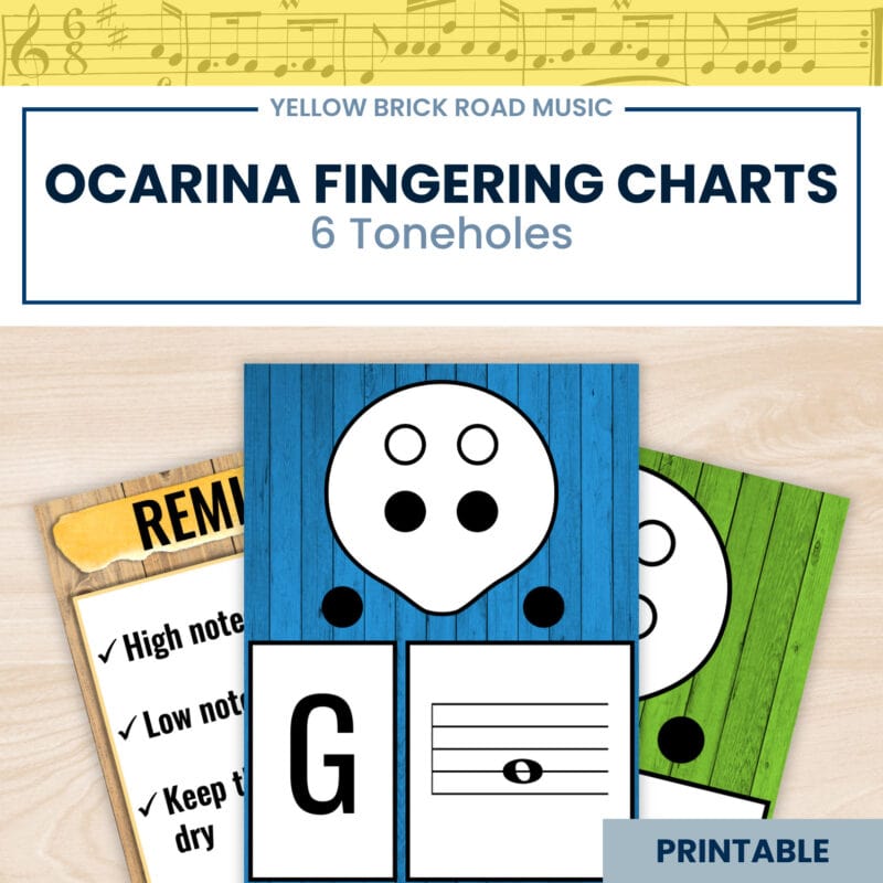 Ocarina Fingering Charts for 6 toneholes - ocarina posters - ocarina fingerings