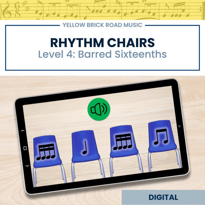 Rhythm Chairs Level Four: barred sixteenth notes - rhythm games - sixteenth note