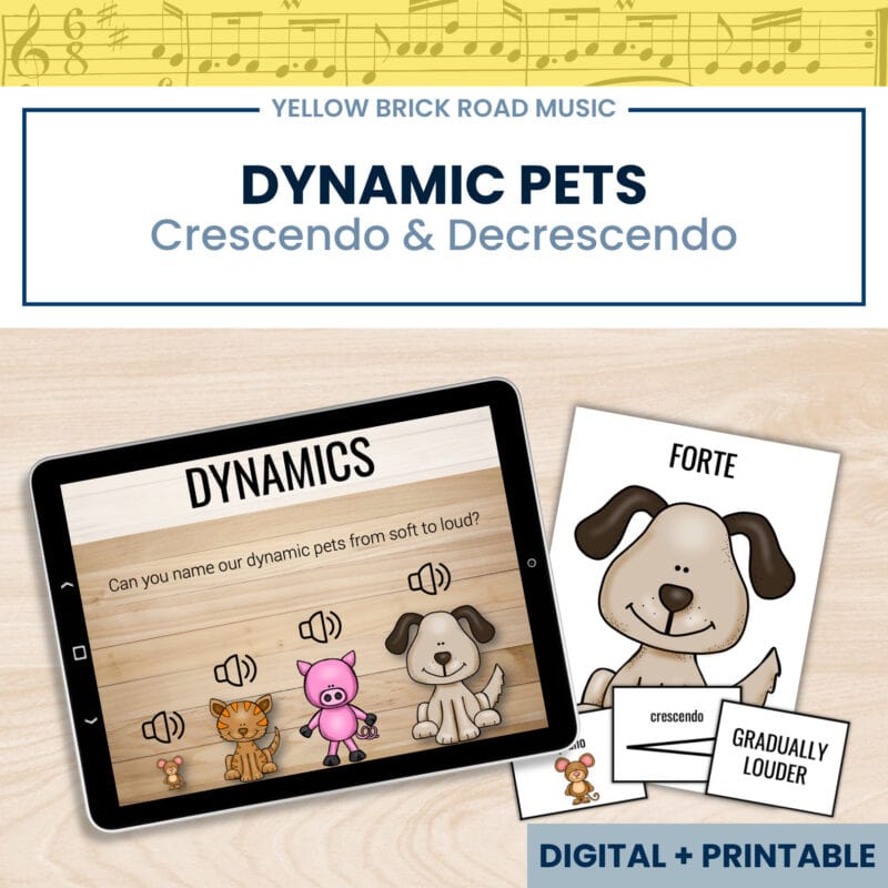 Dynamic Pets: Crescendo and Decrescendo - dynamics lesson - music lesson