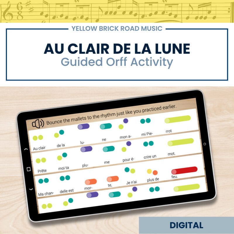 Au Clair de la Lune - mallet instruments - music lesson - Orff instruments