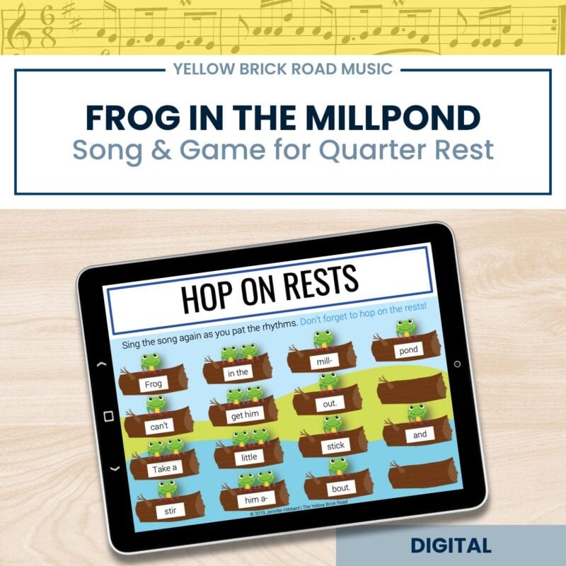 Frog in the Millpond: a song and game for teaching quarter rest - music lesson