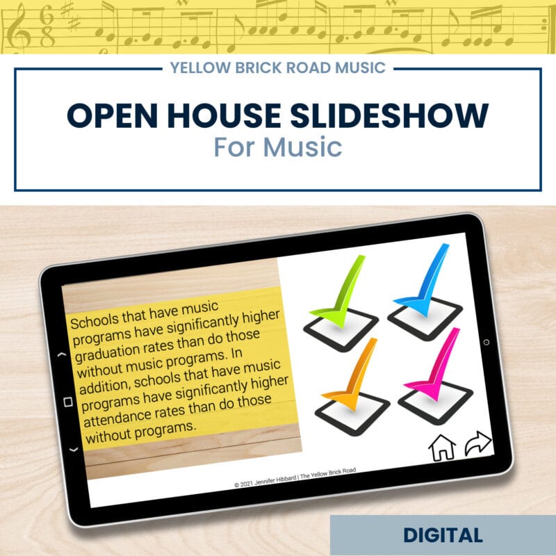 Open House Slideshow for Music - Back to School - Parent-Teacher Night