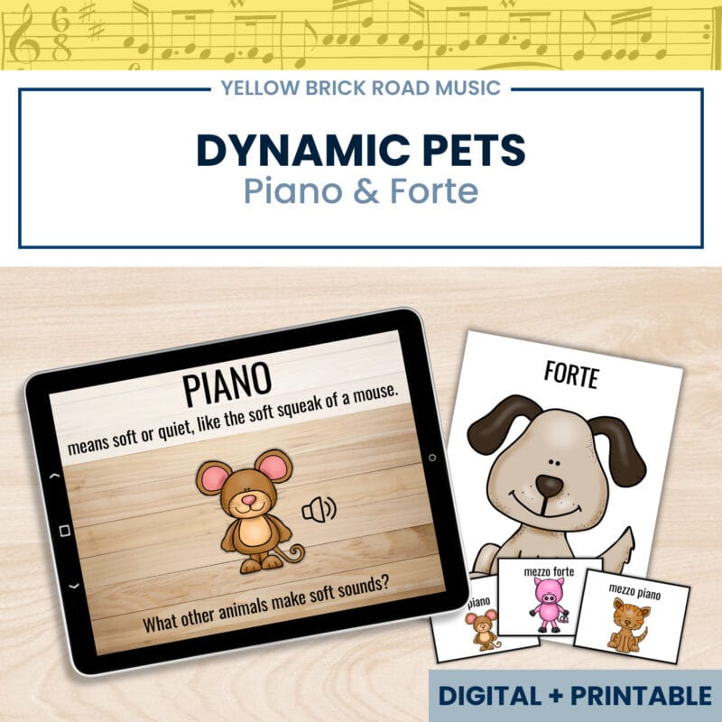 Dynamic Pets: singing and moving with piano and forte - musical dynamics lesson