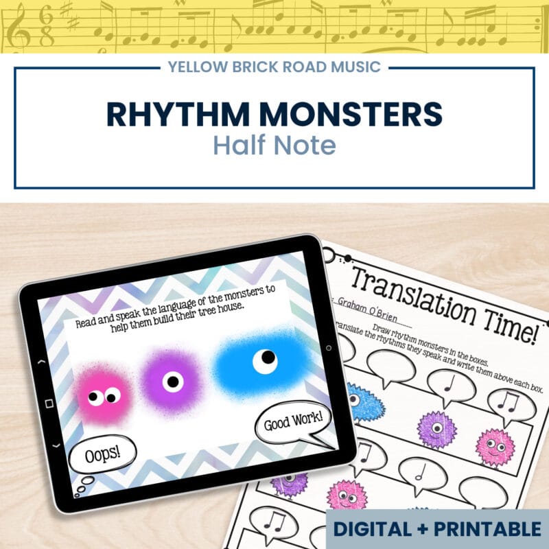 Rhythm Monsters: half note - rhythm lesson - half note lesson - music lesson