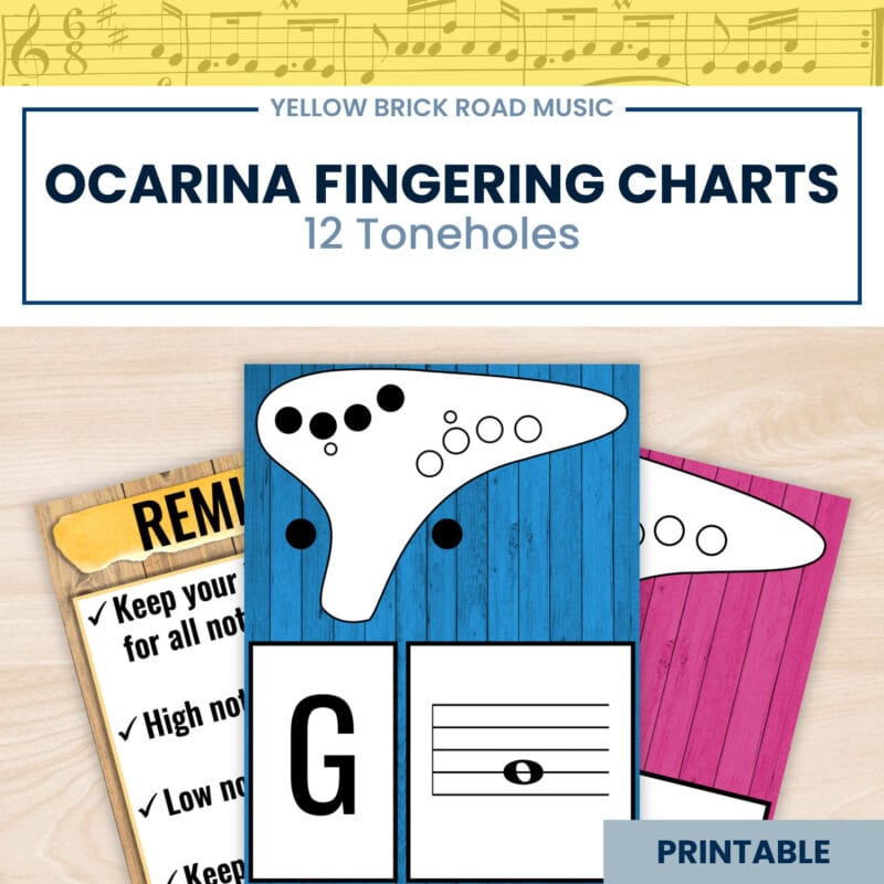 Ocarina Fingering Charts for 12 toneholes - ocarina posters - ocarina fingerings