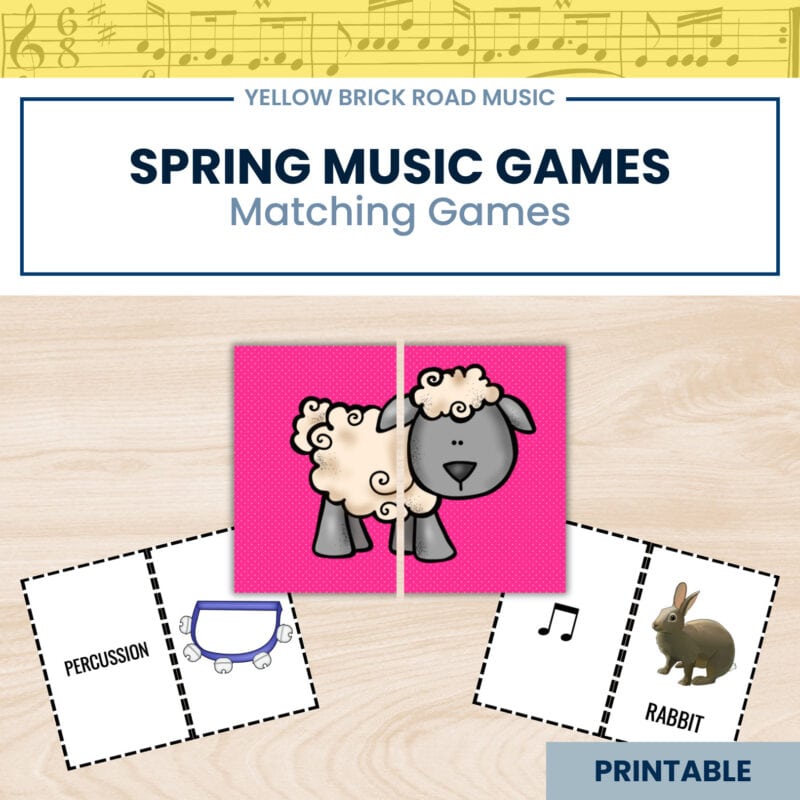 Musical Matching Games for Spring - music games - spring matching games