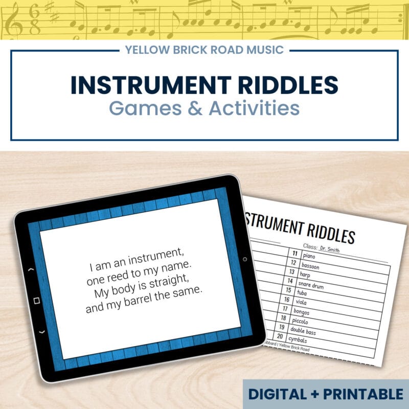 Instrument Riddles: activities and games for instrument review - music games
