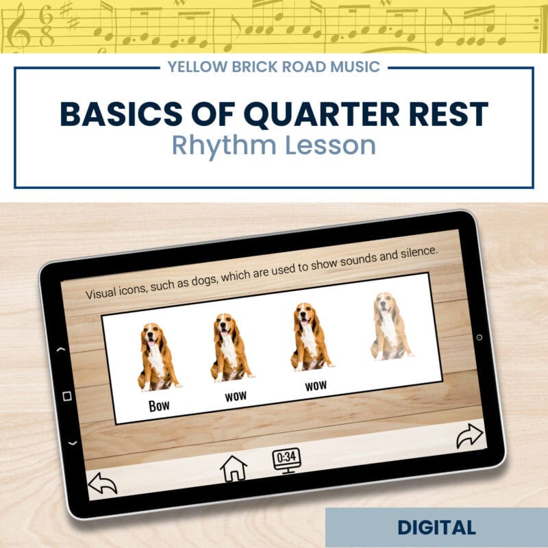 Basics of Quarter Rest for Elementary Music - Rhythm Lesson - quarter rest