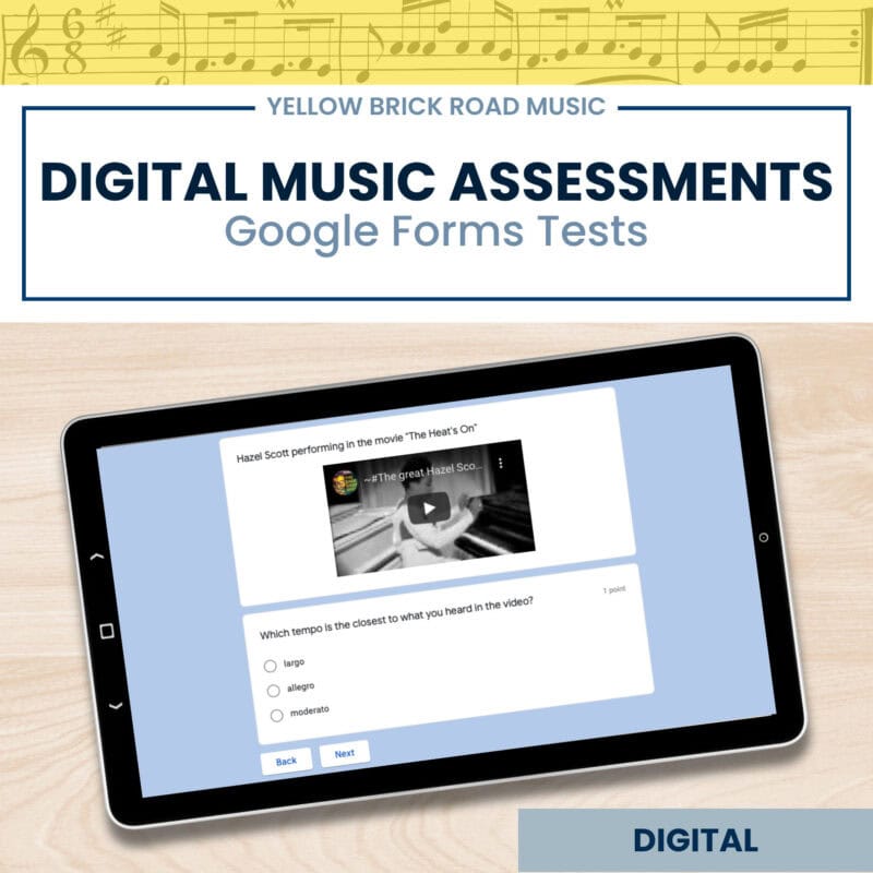 Digital Assessments for Elementary Music - music tests - music assessments