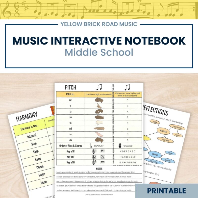 Middle School Music Interactive Notebook - middle school music lessons
