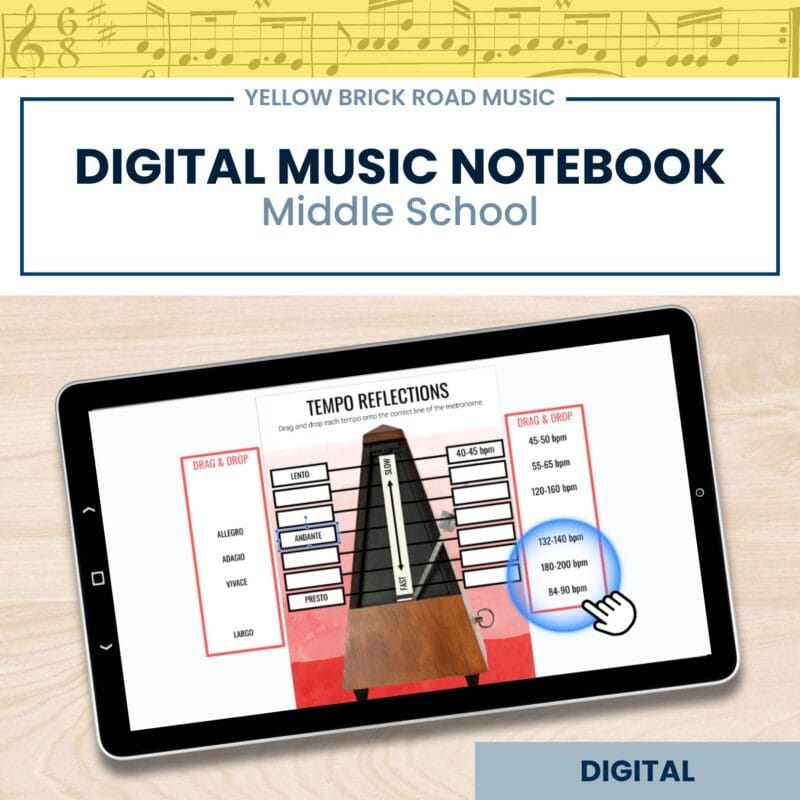 Digital Middle School Music Interactive Notebook - Digital INB - music lessons