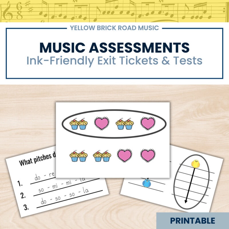 Ink-Friendly Assessments for Elementary Music - music exit tickets - music tests