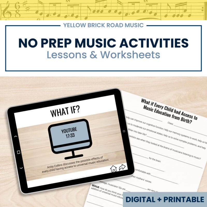 No Prep Activities for Music - music sub lessons - music worksheets