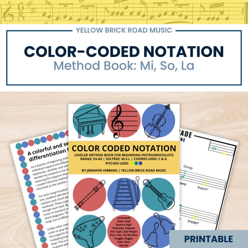 Color Coded Notation Method Book MSL - Recorder, Ocarina, Ukulele, & Keyboards