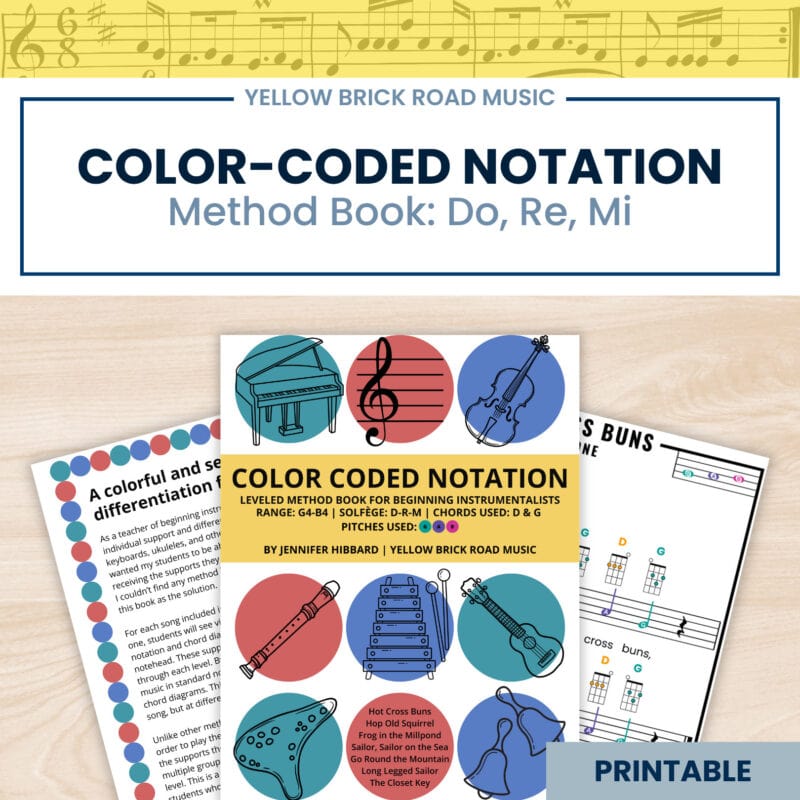 Color Coded Notation Method Book DRM - Recorder, Ocarina, Ukulele, & Keyboards
