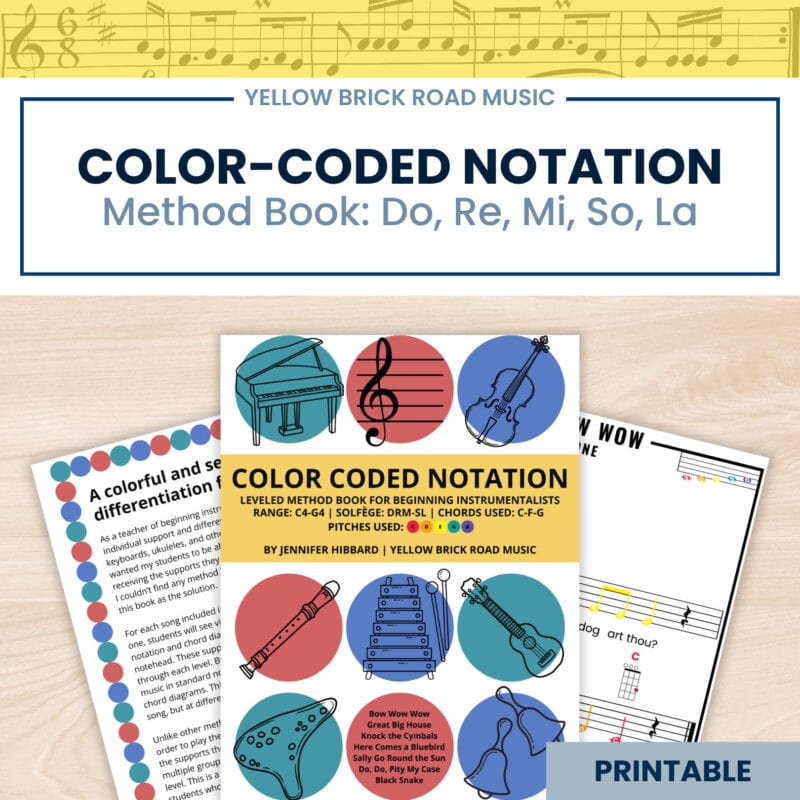 Color Coded Notation Method Book DRMSL - Recorder, Ocarina, Ukulele, & Keyboards