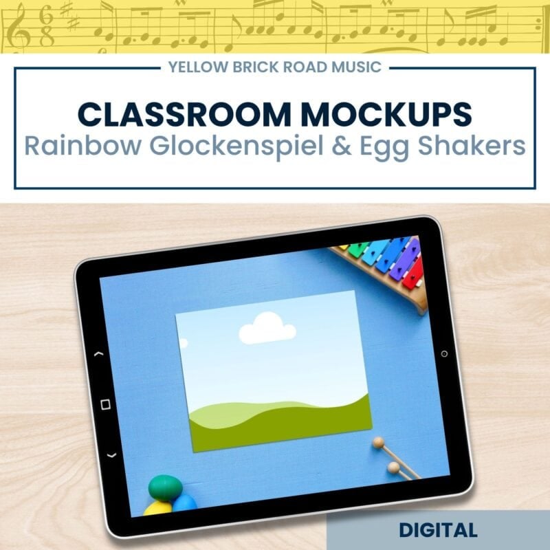 Music Classroom Mockups for TPT Sellers | Rainbow Glockenspiel & Egg Shakers