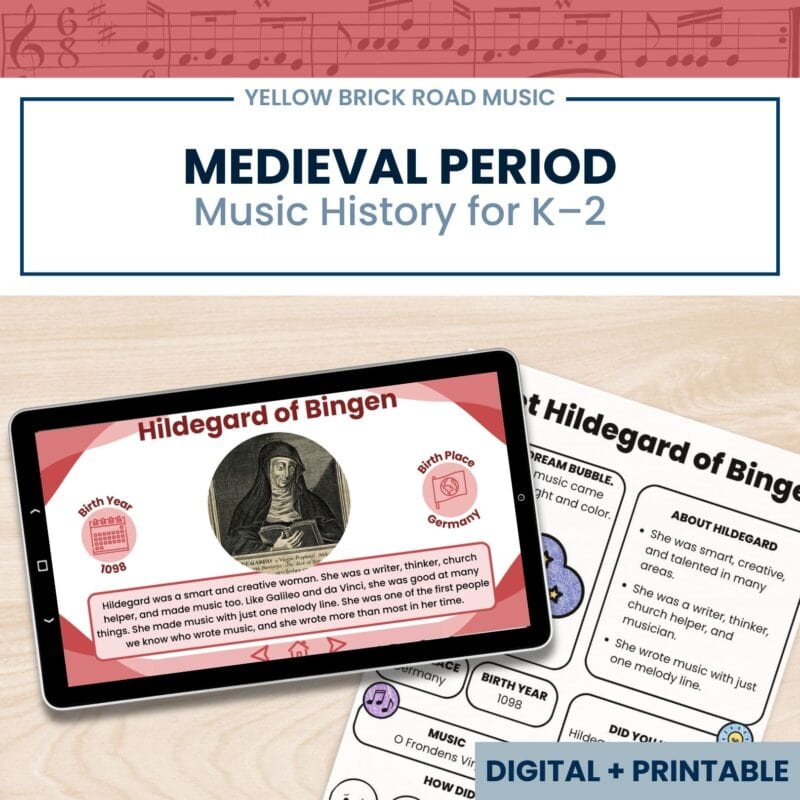 Medieval Period Composers K–2 | Listening, Movement, Maps + Coloring | No Prep