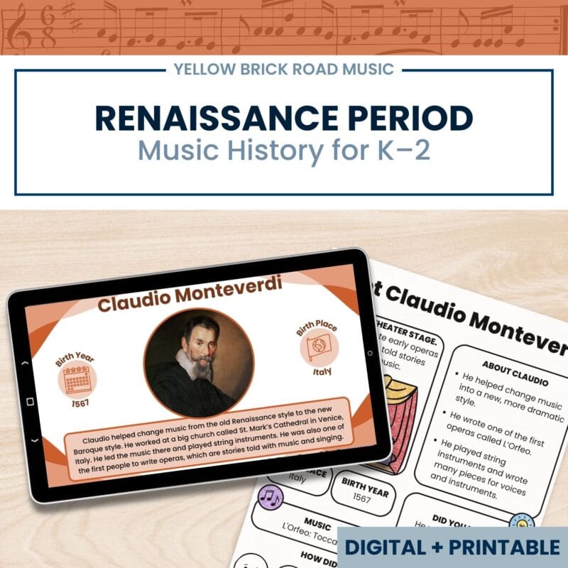 Renaissance Period Composers K–2 | Listening, Movement, Maps + Coloring | No Prep