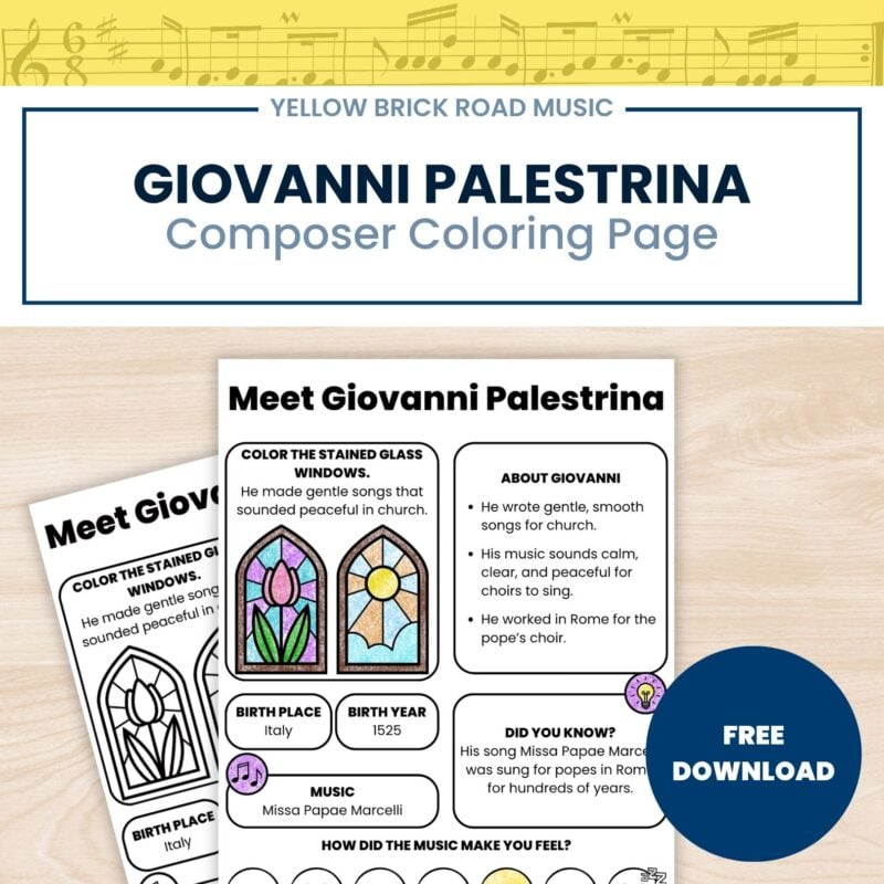 Free Giovanni Palestrina Worksheet | Renaissance Composer Coloring Page for K–2