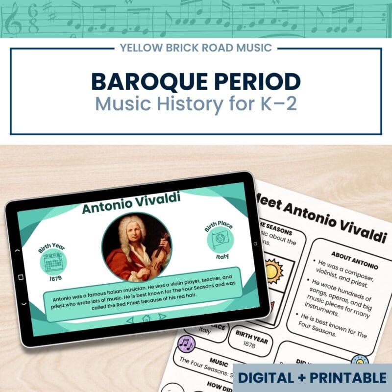 Baroque Period Composers K–2 | Listening, Movement, Maps + Coloring | No Prep
