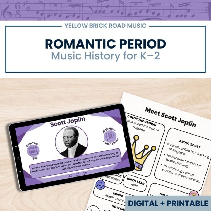 Romantic Period Composers K–2 | Listening, Movement, Maps + Coloring | No Prep