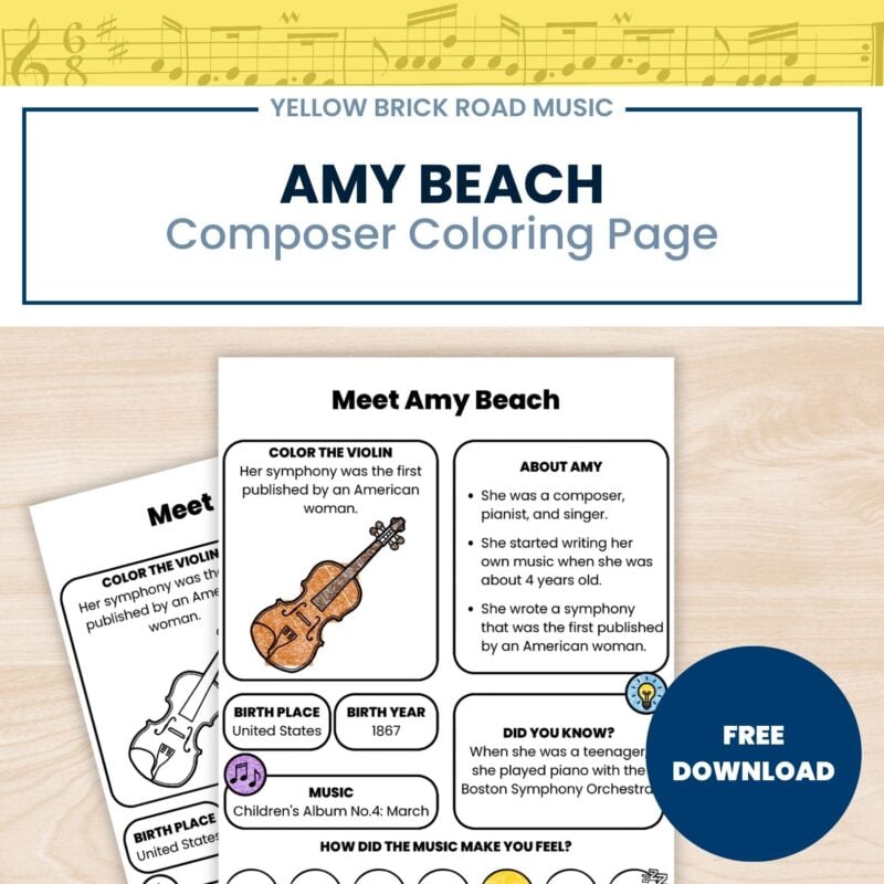 Free Amy Beach Composer Worksheet | Romantic Period Music History Activity