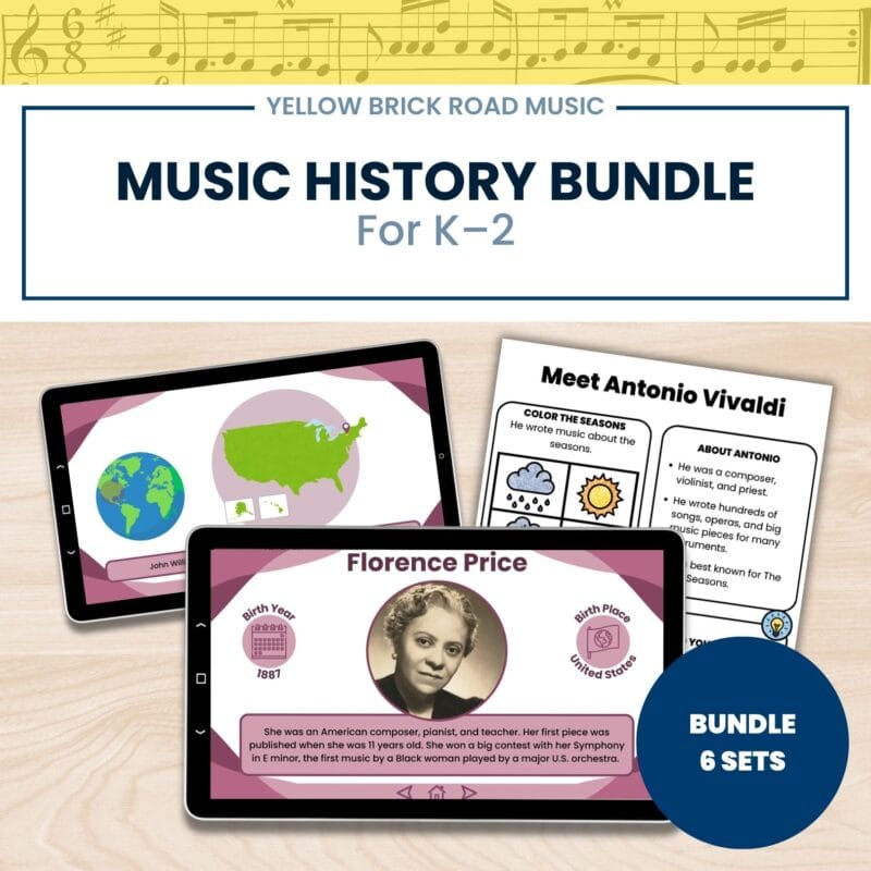 Elementary Music History Bundle | Composers and Listening Activities | K–2