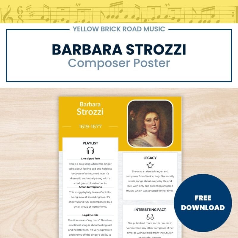 Barbara Strozzi Free Composer Poster | Music History Baroque Period